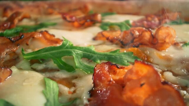Slow Motion Macro Shot of Pizza Filmed with a Motion-Controlled Camera