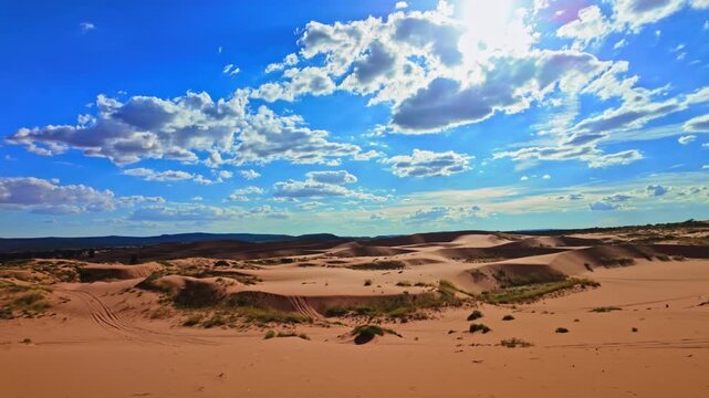 Coral Pink Sand Dunes panoramic view at sunset