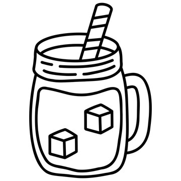 Drinking water in a glass with ice cubes icon vector