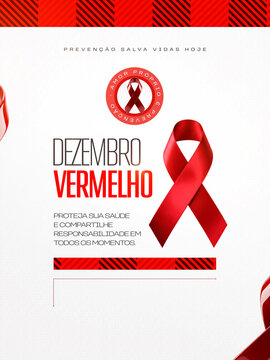 Dezembro Vermelho Preven&ccedil;&atilde;o Post Card Insta Template Banner
