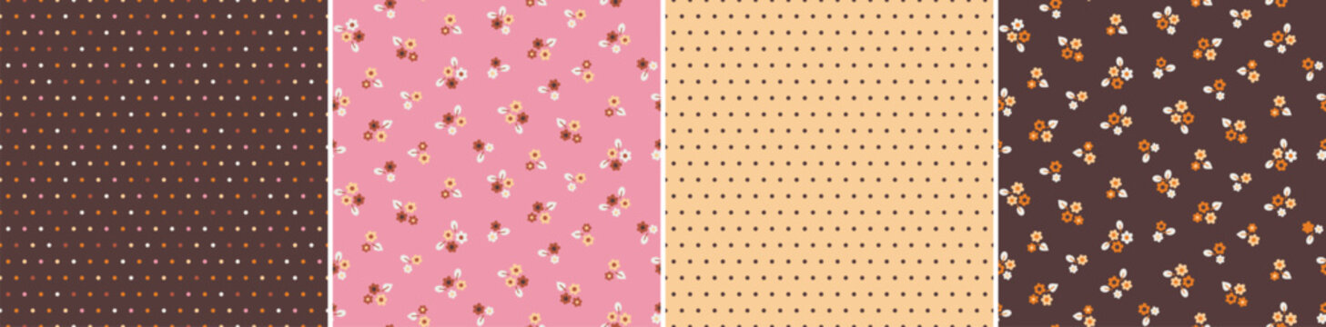 Ditsy Floral and Polka Dot Seamless Pattern Collection