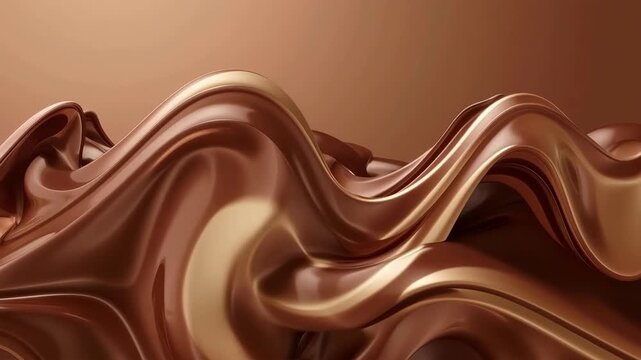 Abstract Chocolate Wave with Glossy Brown Flowing Curves and Warm Highlights Texture