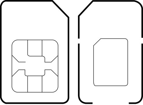 SIM Card Size and Format Outline Icons Set for Mobile Phone and Telecommunication
