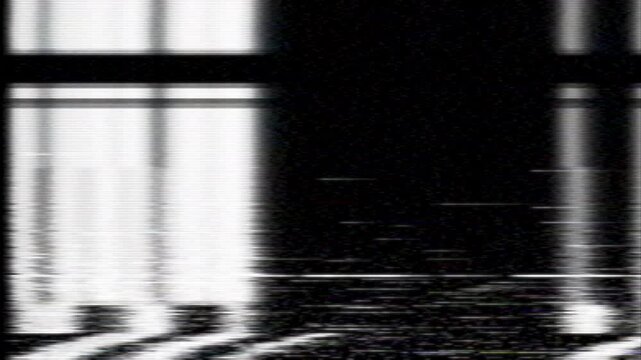 Analog VHS tape tracking distortion with static and scanlines
