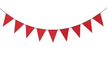 Fototapeta premium Red triangular party flag garland