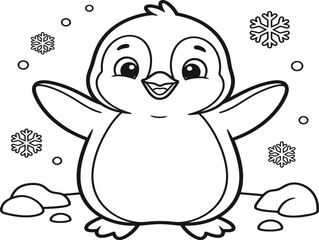Fototapeta premium Cute smiling alpaca or llama vector line art design element