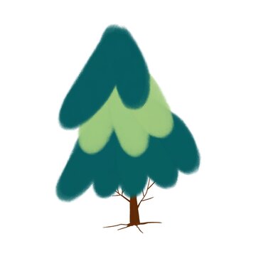 Minimalist pine tree illustration isolated on white background