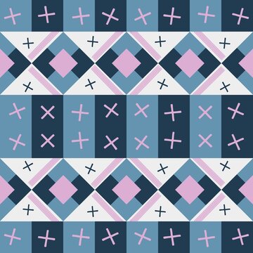 Abstract geometric grid pattern with cross symbols and diamond shape