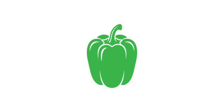Minimalist green bell pepper icon vector illustration.
