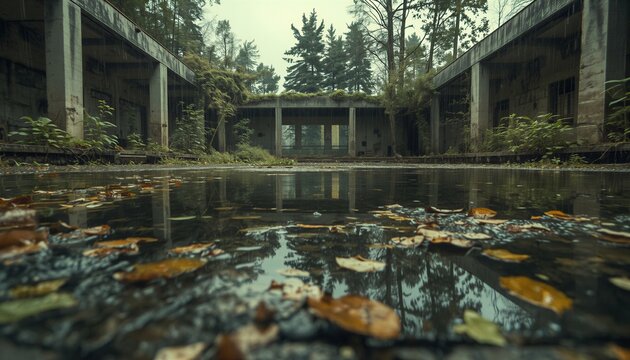 Abandoned Swimming Pool Reclaimed by Nature