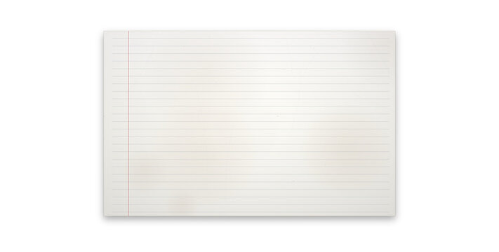 Classic white notebook ruled paper page with red vertical margin line.