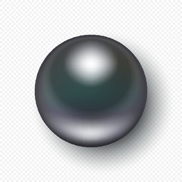 Black Pearl Vector Illustration. 3d Realistic Dark Pearl Gem Isolated, Top View. Lustrous Luxury Pearl Illustration for Jewelry Design, Elegant Marine Gemstone, Precious Bead Clipart
