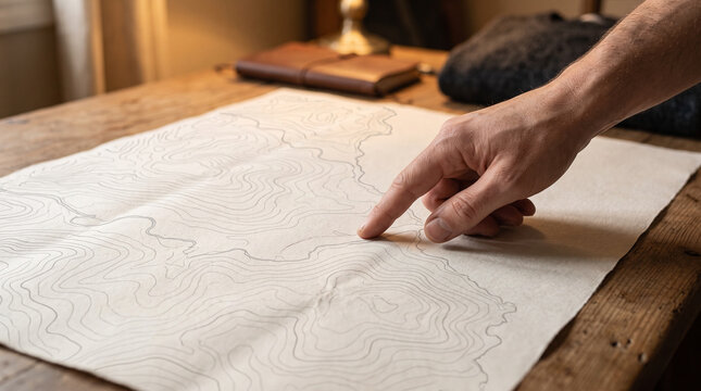 Hand Tracing Route on Topographic Map