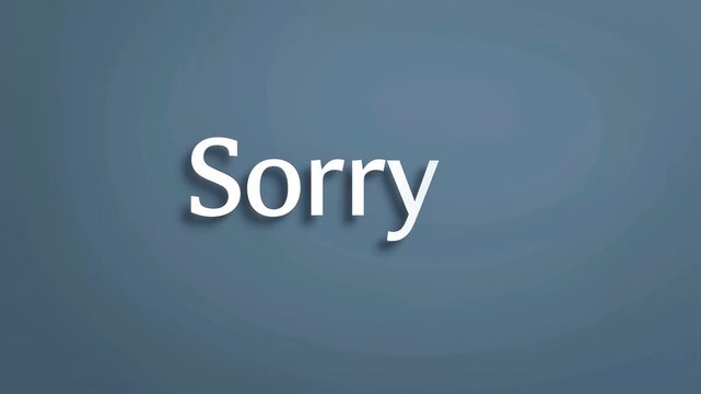 The word 'Sorry' displayed prominently in white text with a subtle shadow on a simple blue-grey background, conveying an apology or regret.