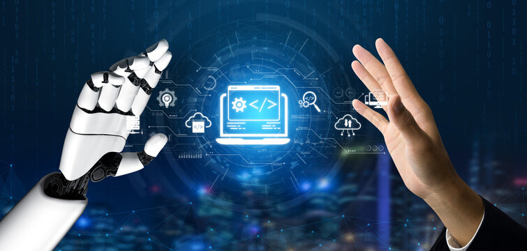 AI streamlines web development with smart coding tools, interface automation, and futuristic design systems for building efficient online platforms. Artificial intelligence spline