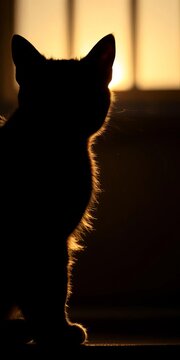 Feline silhouette bursts from shadow, stripes like inkblots in dramatic light ,  dutch angle,  dark