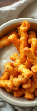 Golden fried dough sticks, crispy youtiao pieces, top view in bowl, airy texture, delicious snack,  golden,  food photo