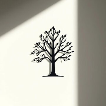 Minimalist tree icon composed of interlocking geometric shapes, stark contrast,  abstract,  shapes