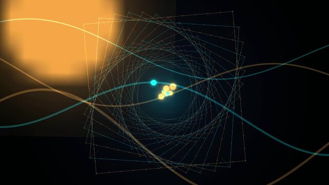 Abstract geometric square pattern with flowing light particles Motion Graphic