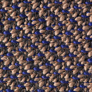 Brown and blue woven fabric texture close up