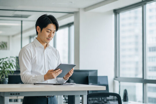 オフィスでタブレットを操作するビジネスマン