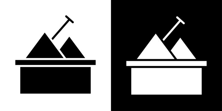 AI sandbox icon with mountains and flag, for testing environment, development sandbox, and prototyping apps