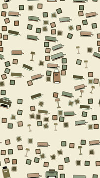 Office Supplies Pattern with Printers and Lamps