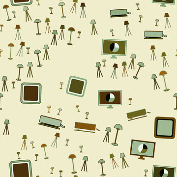 Pattern of Lamps and Computer Monitors