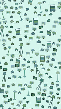 Seamless pattern of office technology and lamps