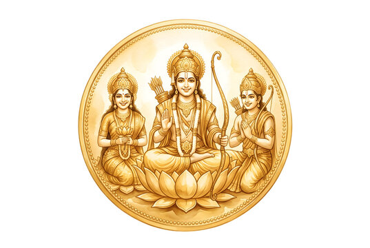 Ram Darbar Gold Coin Design for Ayodhya Ram Navami and Dussehra