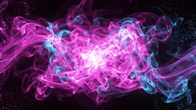 Abstract glowing purple and pink electrical plasma waves