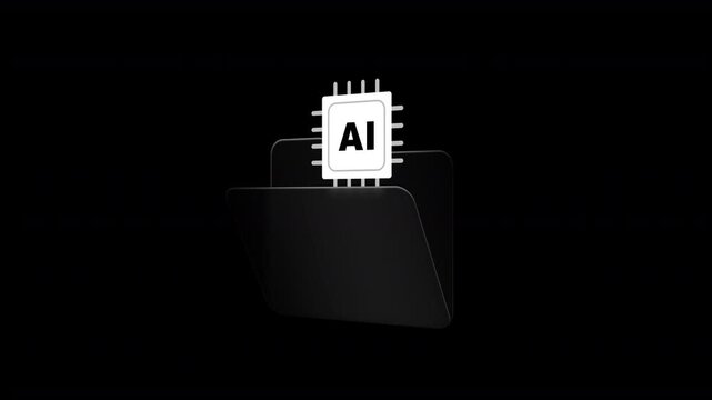 Secret Folder Reveals AI Chip on Transparent Background, Seamless Loop