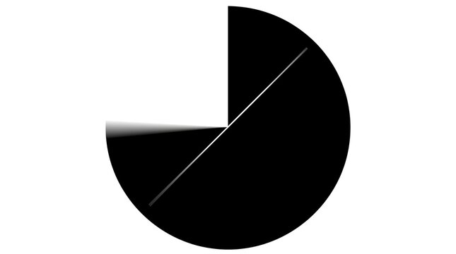 Abstract black circle with geometric wedge cut.