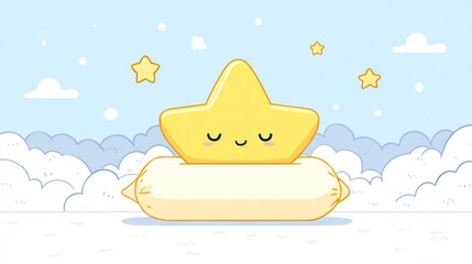 Naklejka premium Cute star resting on a pillow