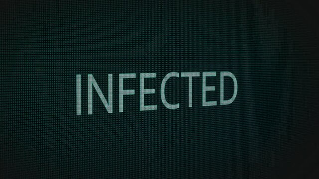 Infected word text typing animation on a computer screen in After Effects. Motion graphics highlight viruses, malware, and modern digital security concepts.