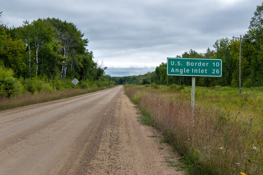 Road to United States Border and Northwest Angle at Angle Inlet, Minnesota from Canada