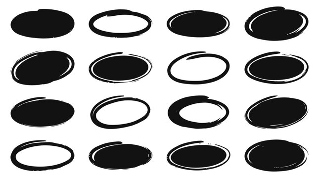 Vector illustration of hand drawn scribble circles set on a transparent background