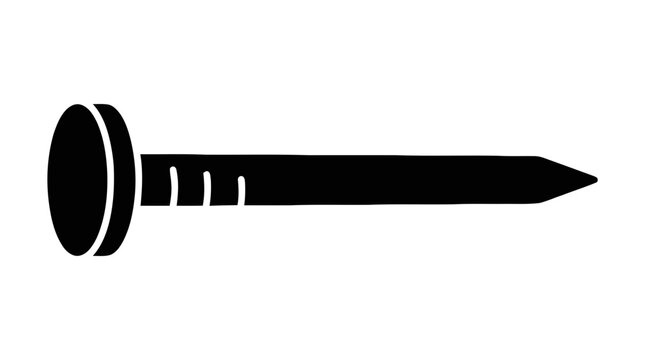 Vector illustration of simple metal nail icon for hardware and carpentry on a transparent background