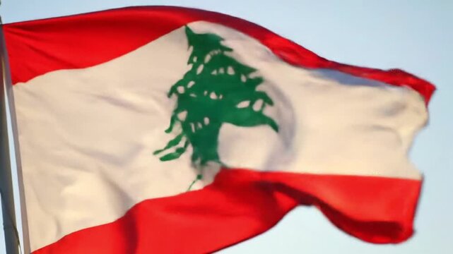 National flag of lebanon waving in the wind
