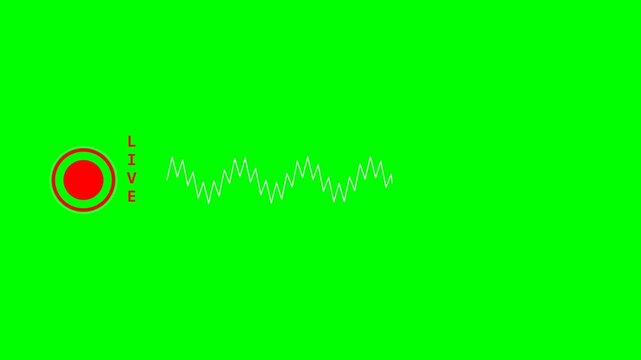 Digital Video Recording and Live Stream Interface with Audio Waveform on Green Screen Background