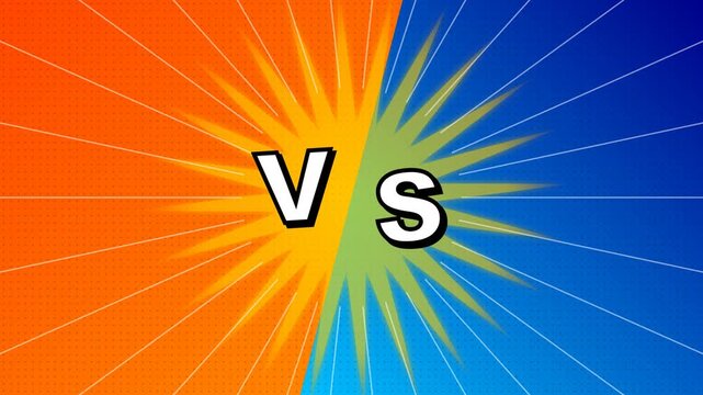 Versus VS Screen for Match Competition Background with Sunburst Burst and Comic Style Animation
