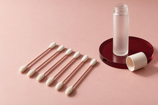 Reusable cosmetic swabs with travel tube