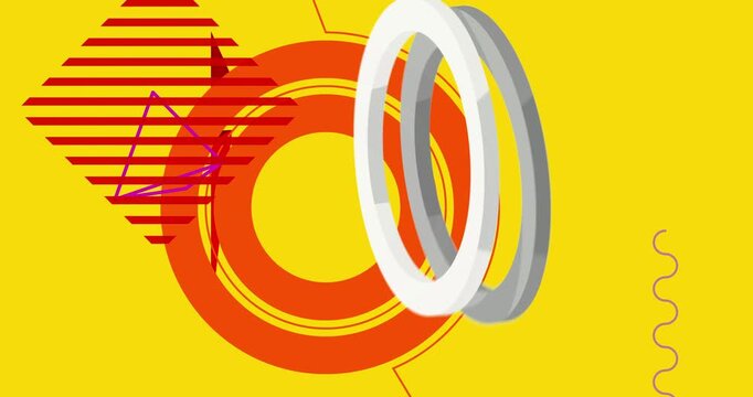 Geometrical graphic retro theme background animation with place for text. Minimal geometric elements frame video. Vintage abstract shapes for advertising.