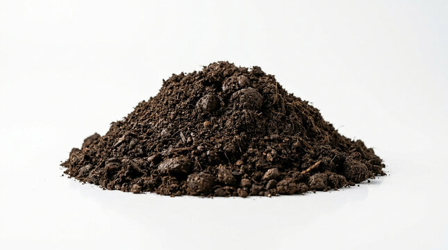 Humus Soil Pile Isolated on White Background for Gardening and Organic Agriculture