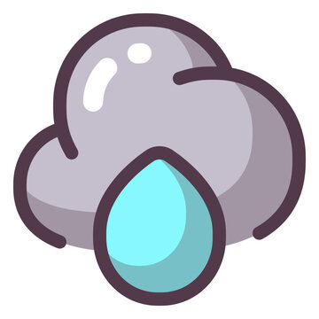 Atmospheric mass dropping a single large droplet symbolizing light precipitation. Highly applicable for daily weather apps and environmental dashboards monitoring rainfall.