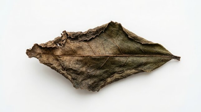 Tea leaf isolated on white background, top view