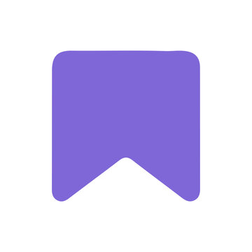Modern purple bookmark or save button icon for digital application user interface design.
