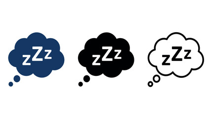 Obraz premium Three sleep speech bubble icons in blue black and outline styles depict restful slumber bubbles dream rest vector graphic symbols