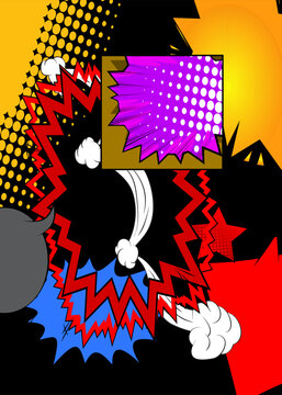 Cartoon background, awesome comic book backdrop. Cool retro vector comics pop art design.