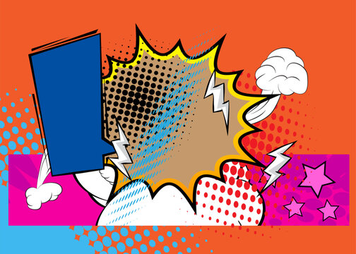 Cartoon background, awesome comic book backdrop. Cool retro vector comics pop art design.